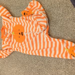 Pumpkin fleece jammies with zippers